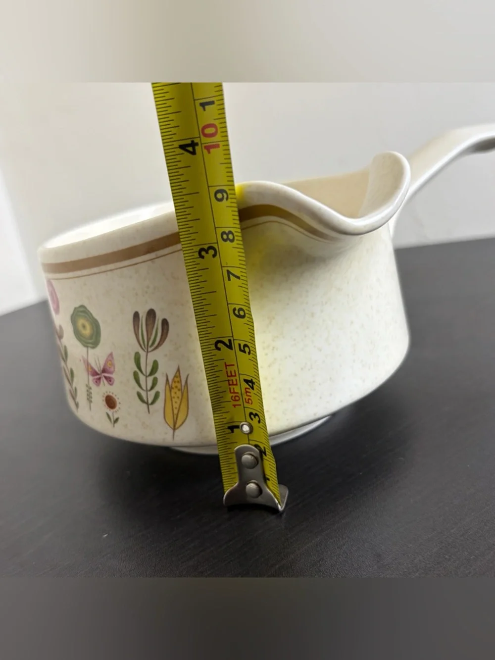 Vintage Temper-Ware Lenox Sprite Floral Gravy Boat Stoneware Warmer 70s Kitchen
